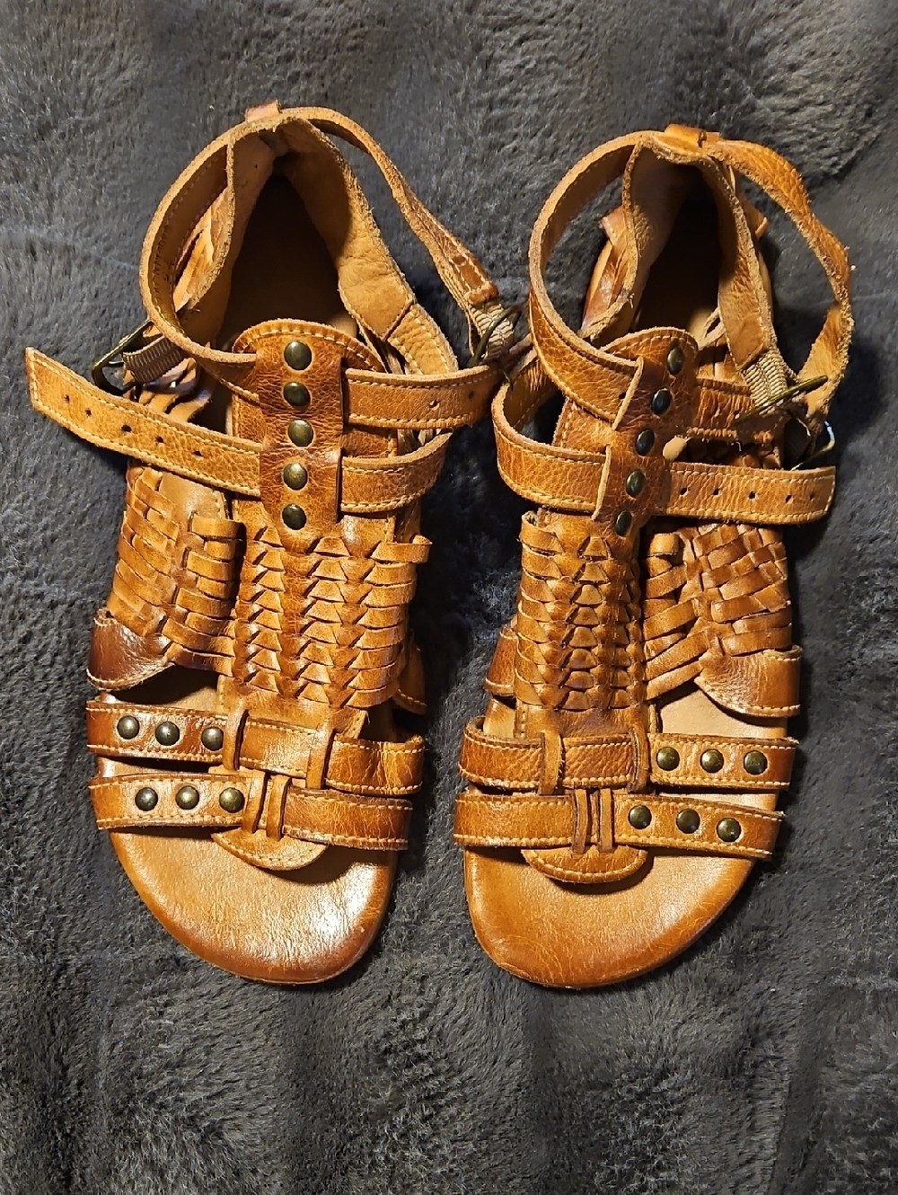 Bedstu Woven Leather Gladiator Sandals